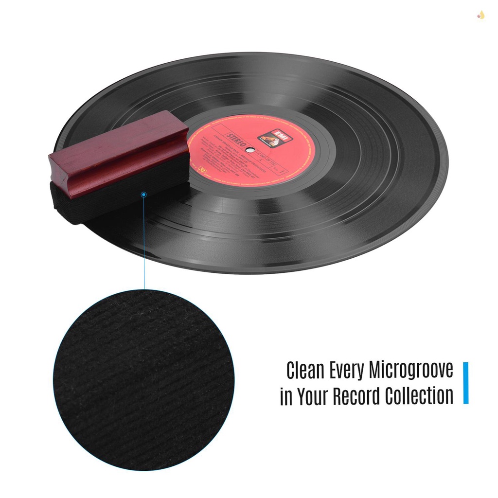 (mynivn) Cọ Vệ Sinh Đĩa Than Mềm Mại Tay Cầm Bằng Gỗ Làm Sạch Đĩa Than Vinyl