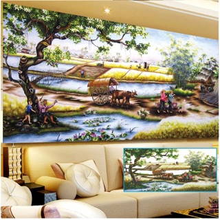 Tranh đính đá làng quê 2mx98cm