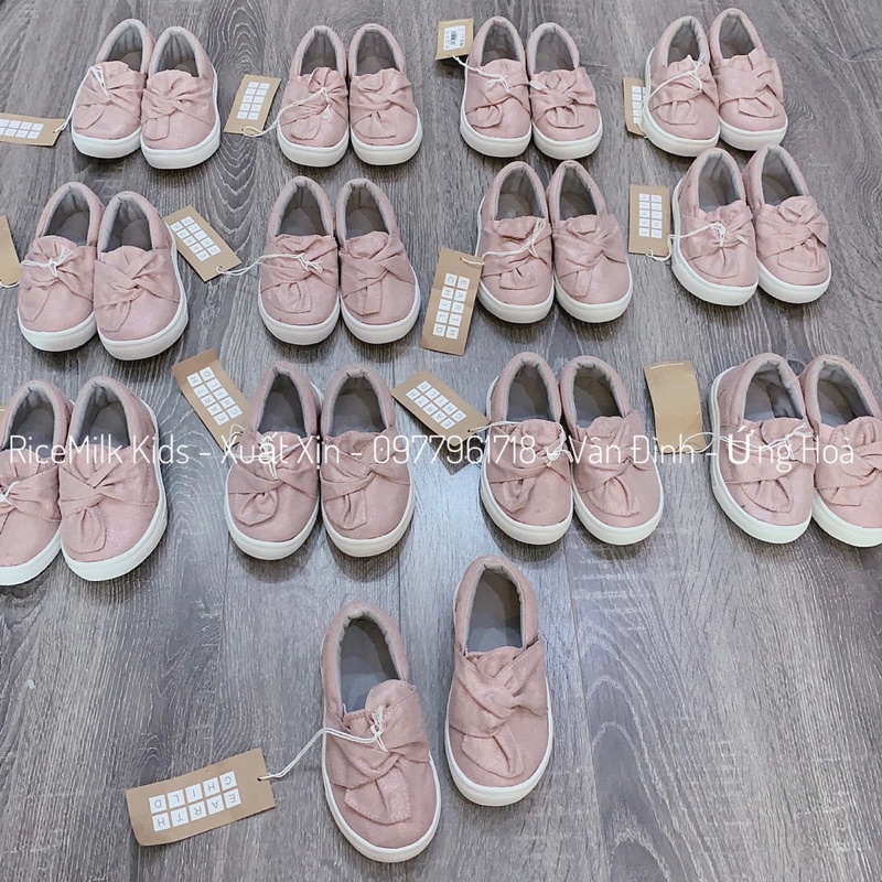 Giày lười giày slipon cho bé màu hồng xuất dư xịn