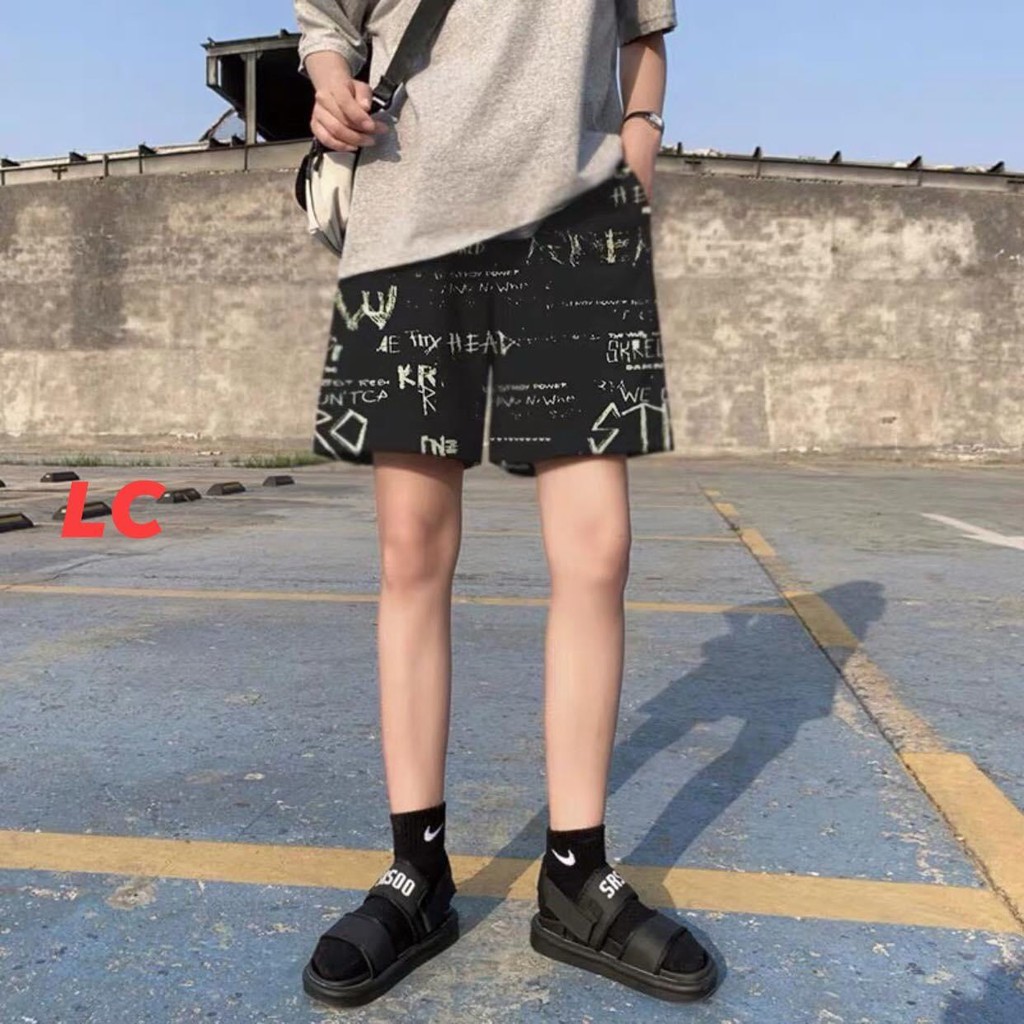 Quần shorts đùi họa tiết CHỮ dáng unisex nam nữ basic chất mềm mịn mặc mùa hè siêu mát kiểu dáng năng động thể thao