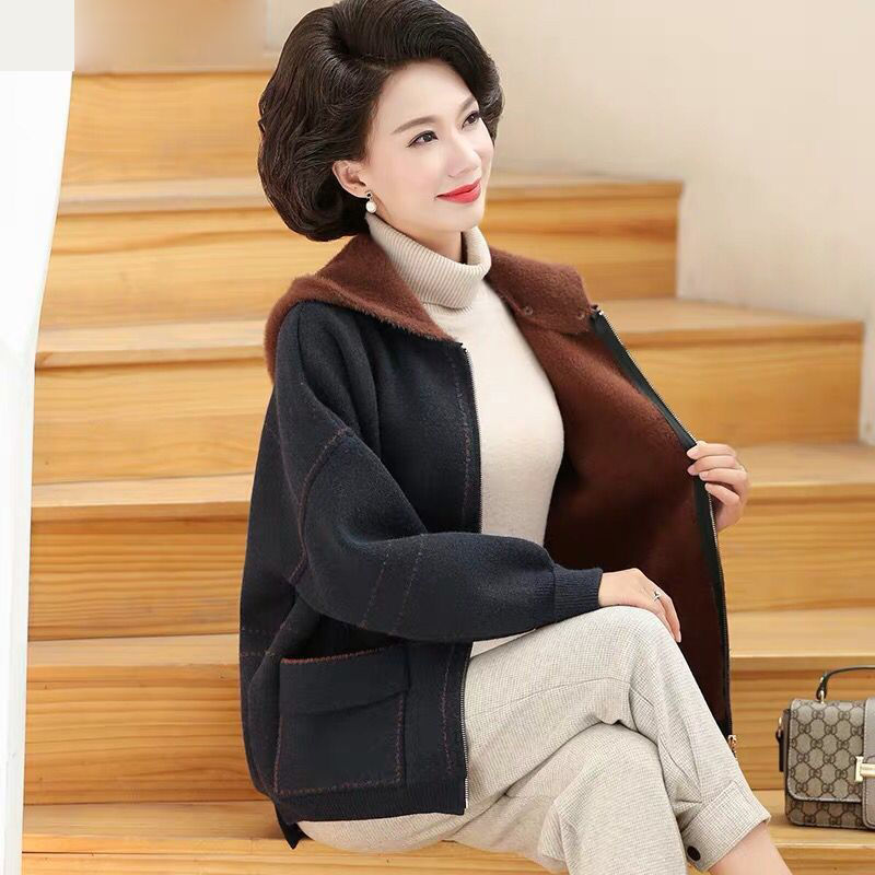 Áo Khoác Hoodie Dáng Rộng Phong Cách Hàn Quốc Thời Trang Mùa Thu 2020 Cho Phụ Nữ Trung Niên