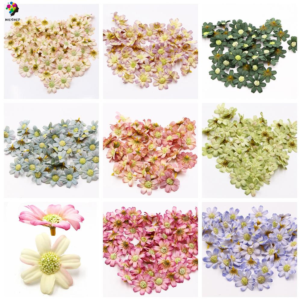 MIOSHOP 50PCS/Pack 4.5cm Silk Flower Head Multicolor Party Supplies Artificial Daisy Floral Gift Home Decor Scrapbooking Accessories DIY Material Wedding Favor/Multicolor