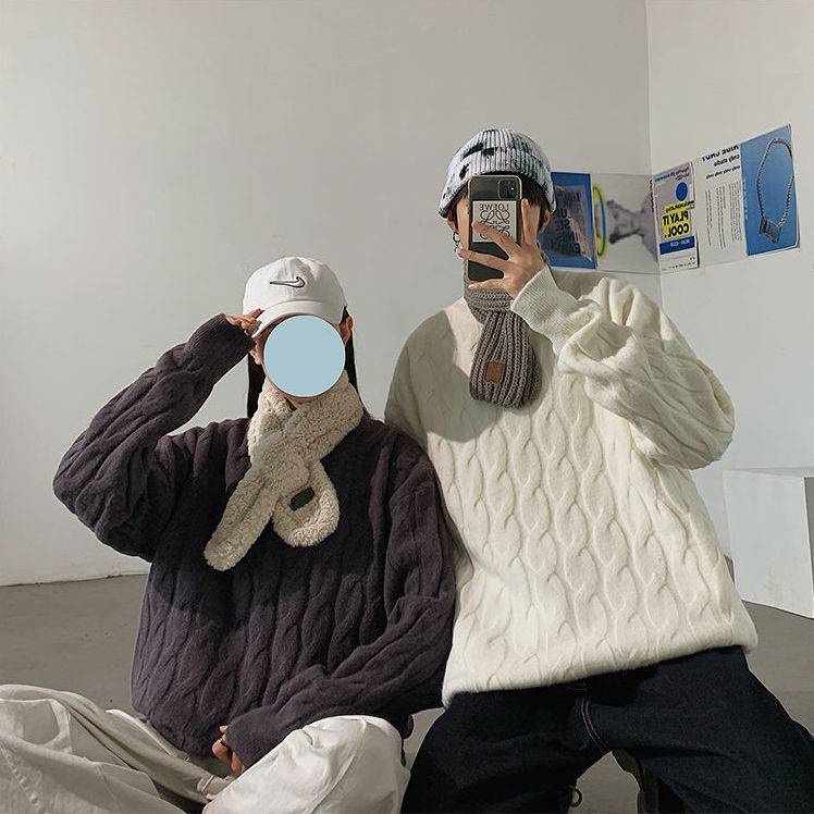 Áo sweater Dệt Kim Tay Dài Dáng Rộng Kiểu Hàn Quốc Thời Trang Thu Đông Cho Các Cặp Đôi