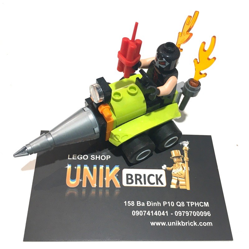 Lego UNIK BRICK Bane Mighty Micros và xe máy khoan trong Super Heroes Siêu anh hùng chính hãng .