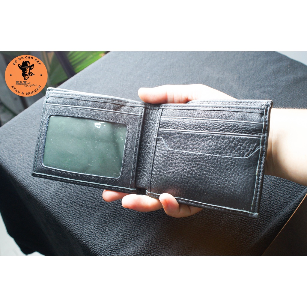 Ví nam da bò màu đen dáng ngang - RAM Leather