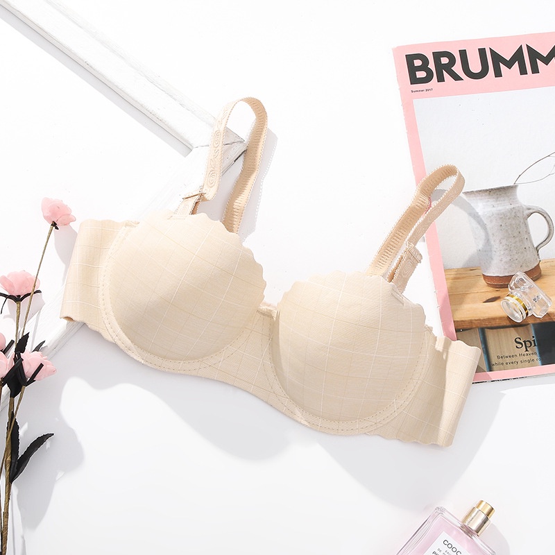 Áo lót có gọng nâng ngực cup chéo kẻ caro su đúc đệm trái tim siêu dày 4cm xịn mịn