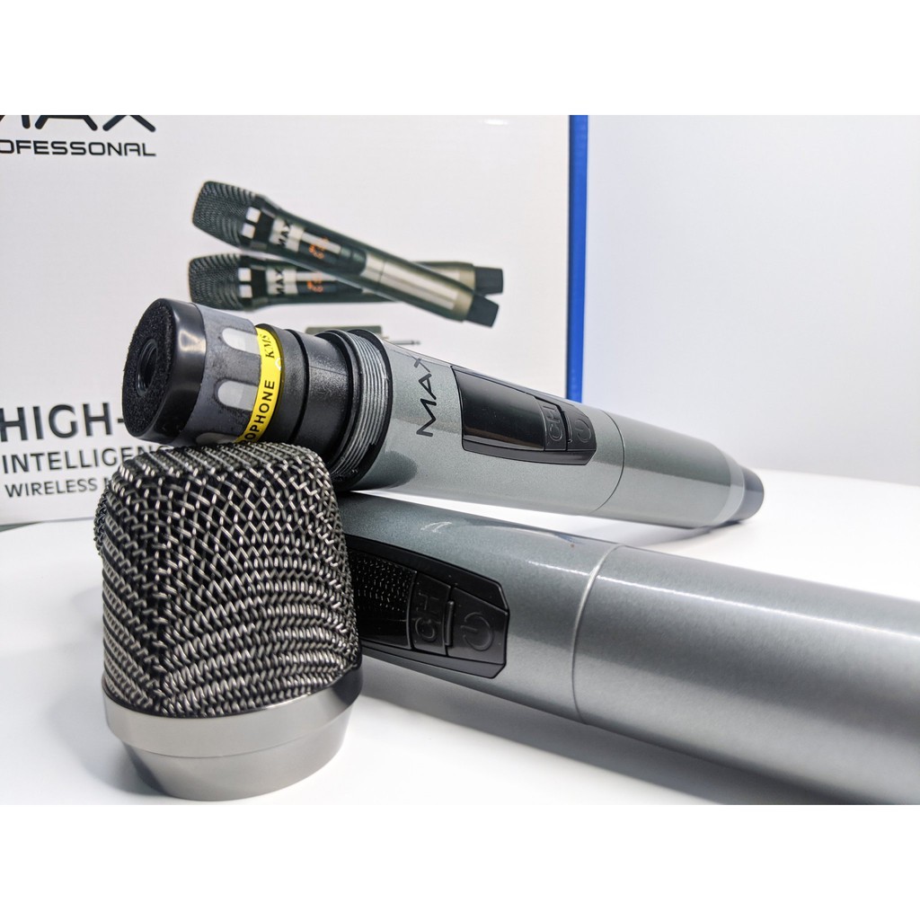 Bộ 2 Micro đa năng không dây MAX 39 hát karaoke gia đình cực hay trang bị màn hình LCD hiển thị tần số