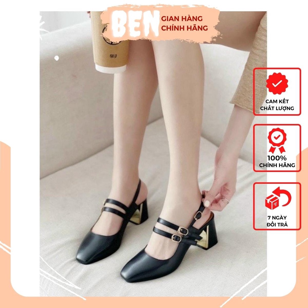 Giày cao gót bít mũi gót vuông, Sandal hở gót 7p mềm êm sang chảnh tiểu thư full size 35-39