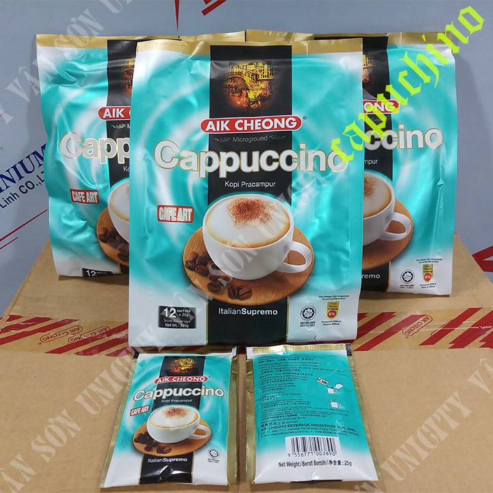 CÀ PHÊ TRẮNG AIK CHEONG CAPPUCCINO 12 Gói*25g WHITE COFFEE MALAYSIA