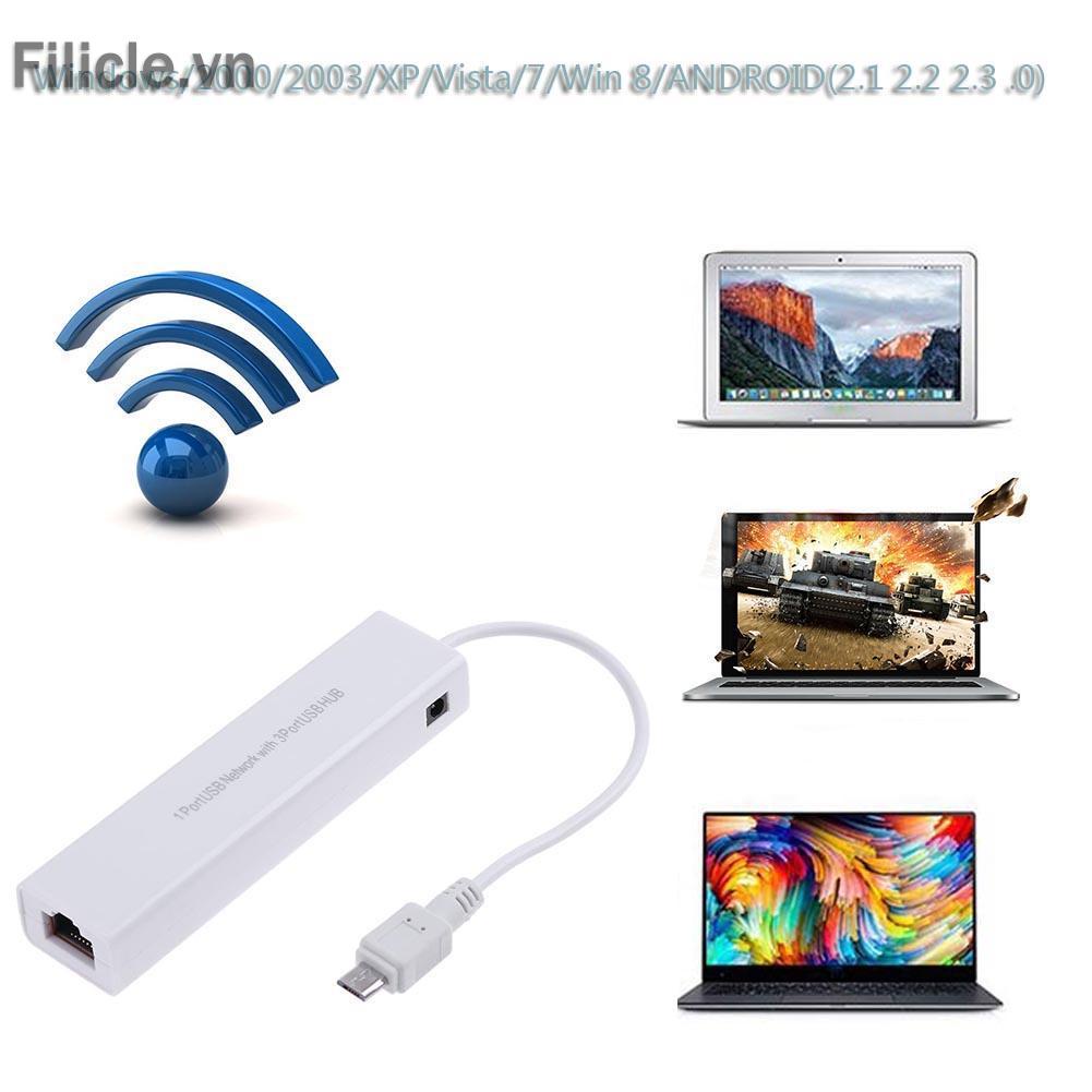 Bộ chia 3 cổng USB 2.0 HUB 10/100MB Micro USB sang RJ45 LAN | WebRaoVat - webraovat.net.vn