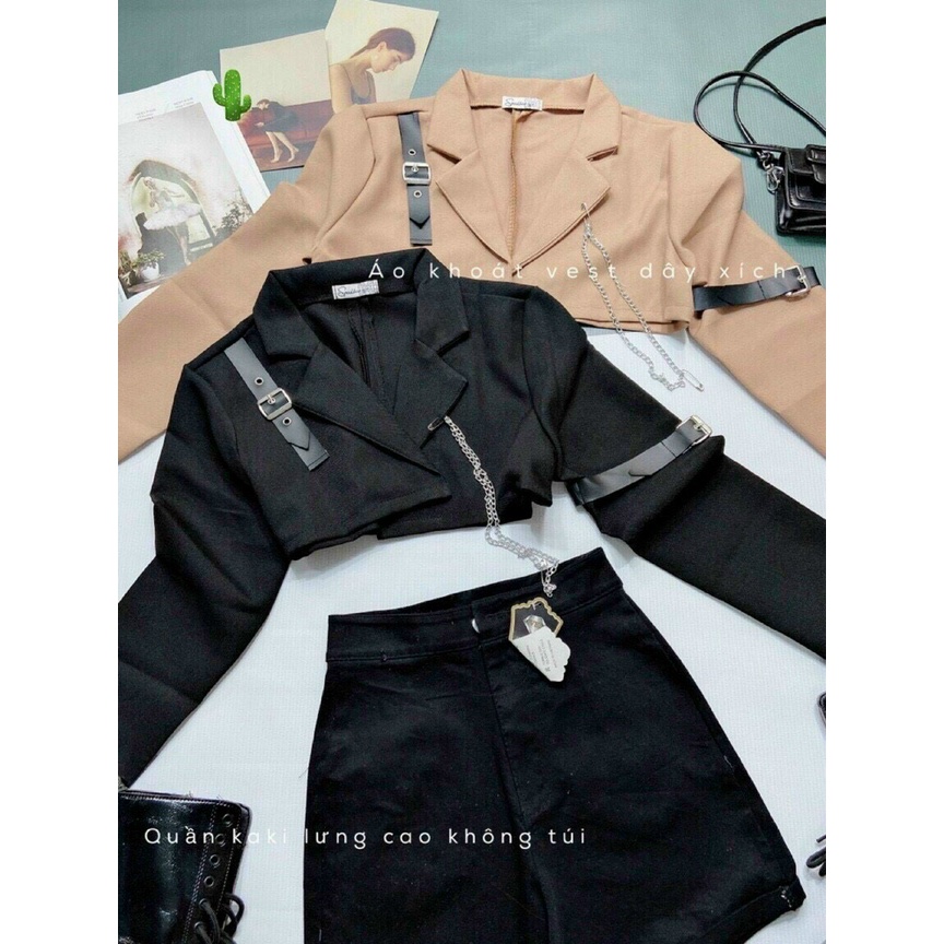áo kiểu vest phối xích dài tay