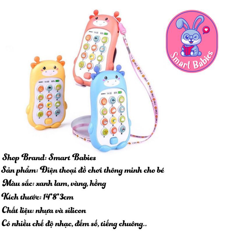 Điện thoại đồ chơi trẻ em thông minh có nhạc cho bé có kèm pin