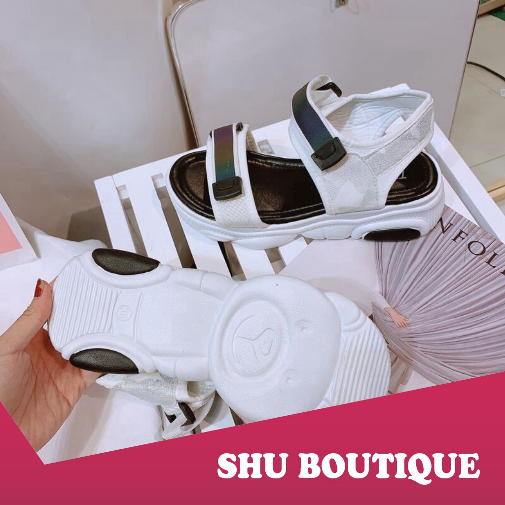 Sandal học sinh quai dán cầu vòng đế gấu độn 3 phân hình thật SDHSQDDG