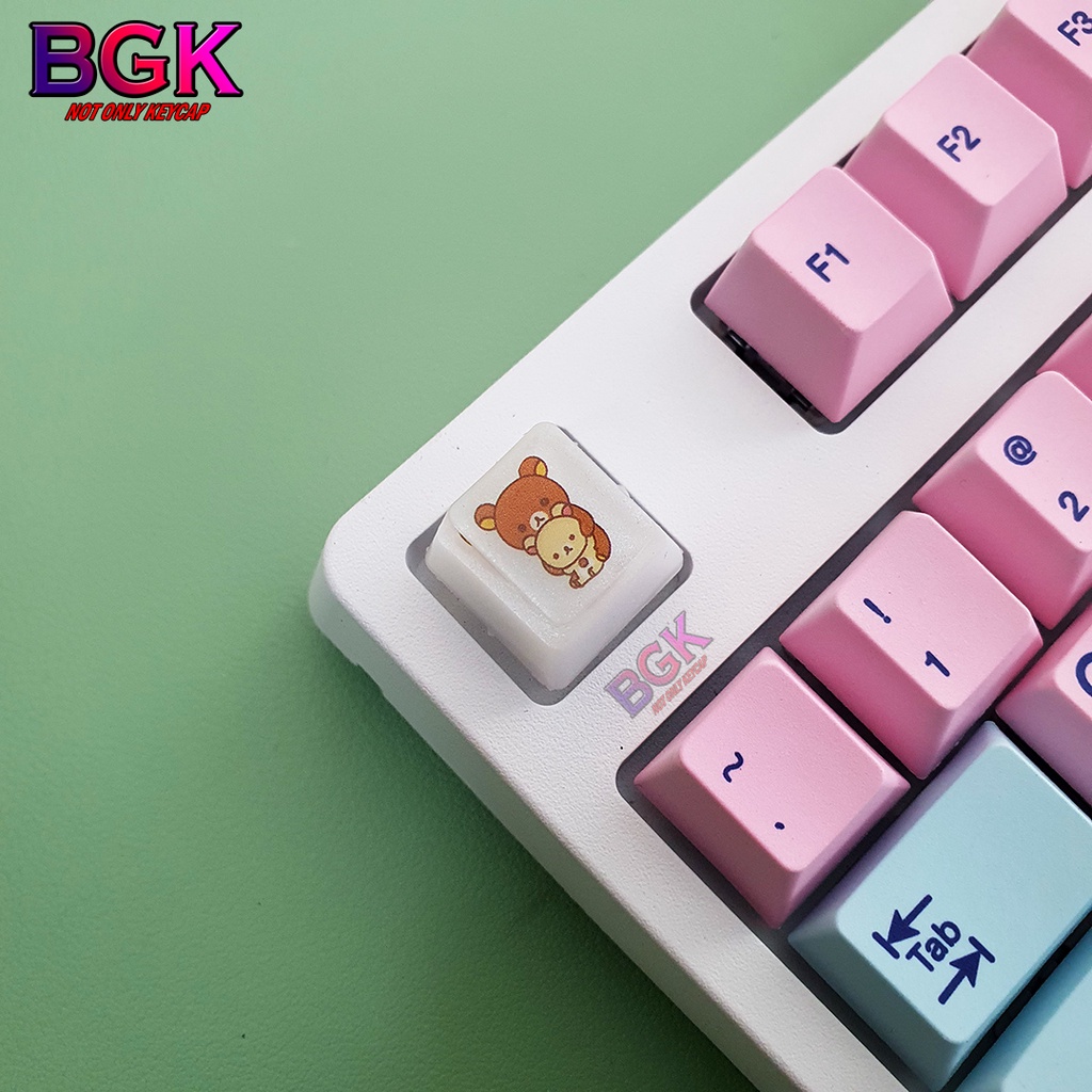 Keycap Lẻ Artisan OEM Profile Chủ Đề Gấu Nâu Cute 1 ( cast resi, keycap resin độc lạ )