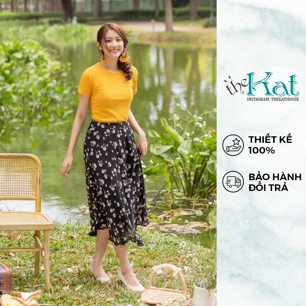 Set Váy Hoa Mùa Hè + Áo Thun Croptop The Kat House nhiều size, nhiều màu, có bán tách set