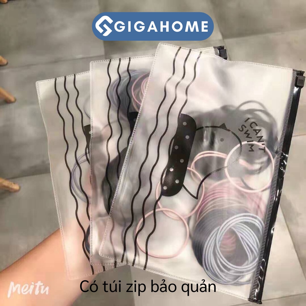 Set 100 Dây Thun Buộc Tóc Trơn GIGAHOME Kèm Túi Zip Tiện Lợi 4636
