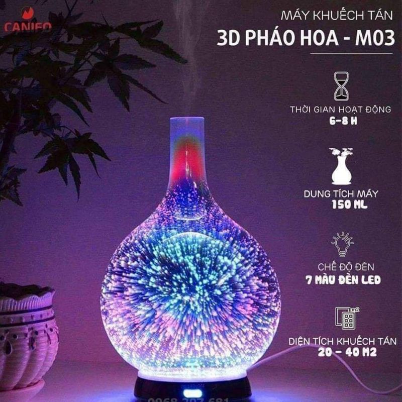 máy xông tinh dầu 3D pháo hoa