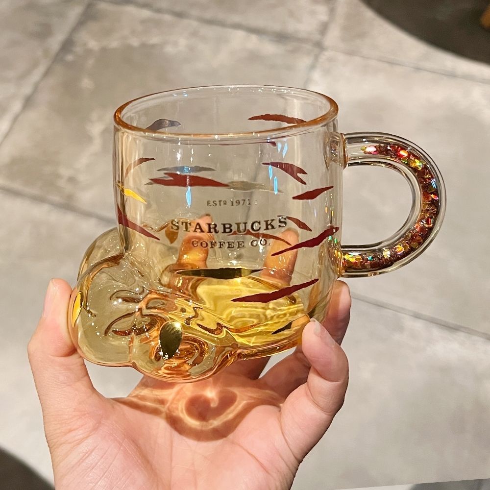 Cốc Thủy Tinh Starbucks Hình Bàn Chân Hổ Phiên Bản Giới Hạn Năm Mới 2022
