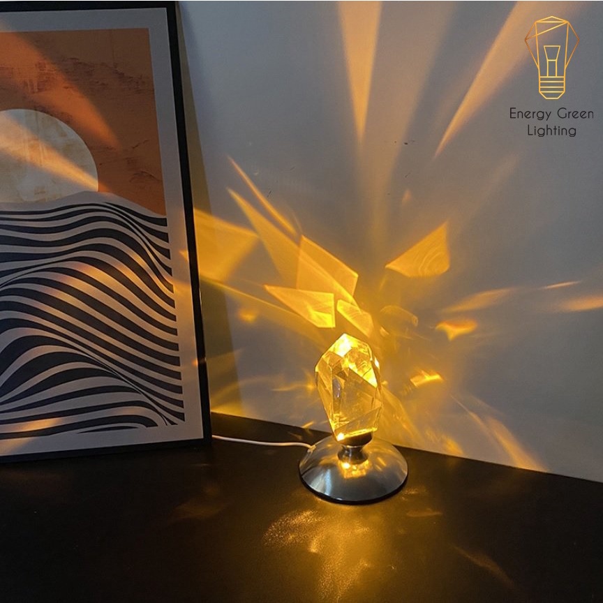 Đèn Bàn Pha Lê Cao Cấp Energy Green Lighting DB-923 - Chuyển Đổi 16 Màu Sắc - Điều Khiển Từ Xa - Decor Trang Trí