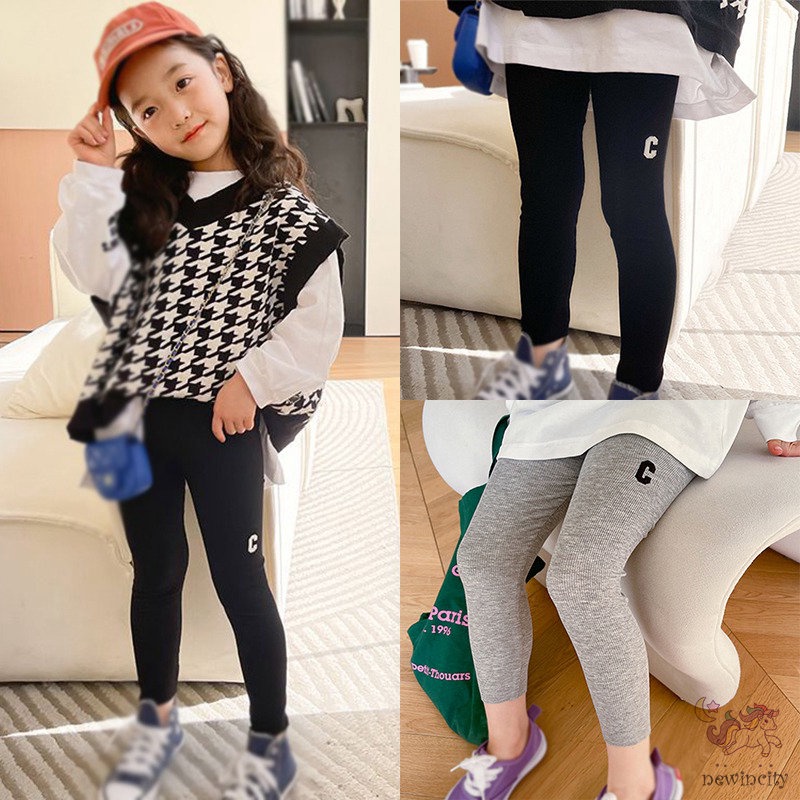 Quần Legging Thêu Chữ Phong Cách Hàn Quốc Cho Bé Gái