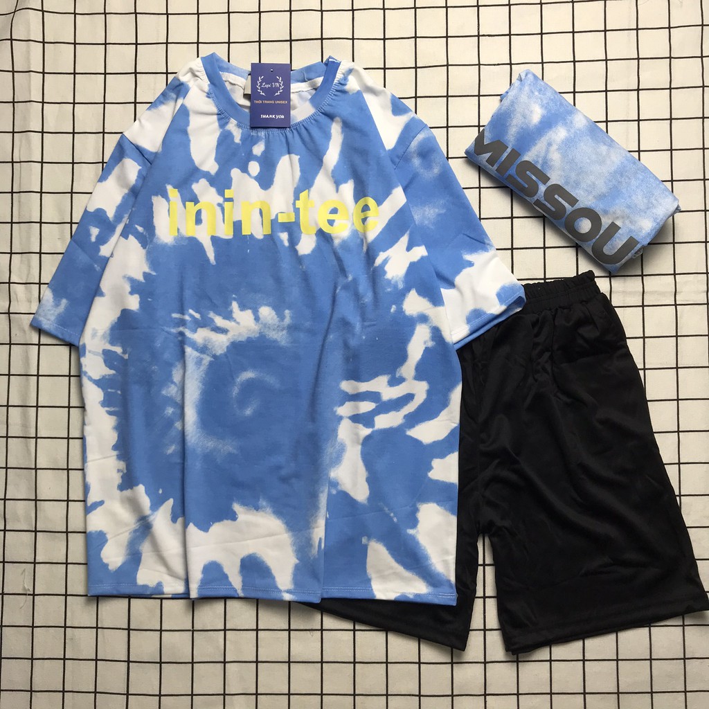 Set Bộ Loang Màu Xanh Uniex Tay Lỡ Lapi VN, Đồ Bộ Cartoon, Freesize, Thun Cotton, Nam Nữ Đều Mặc Được