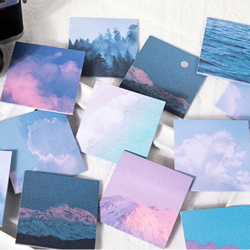pri 60Pcs Art Style Memo Pad Mountains Lakes Series Sticky Notes Journal DIY Creative Scrapbook Decoration Pad