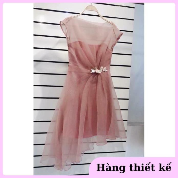 ( Hàng cao cấp ) Đầm Dự Tiệc Lưới Xốp Lệch Vai Form Xòe Nhẹ Cài Hoa Eo Có Sẵn Mút Ngực Cực Xinh | BigBuy360 - bigbuy360.vn