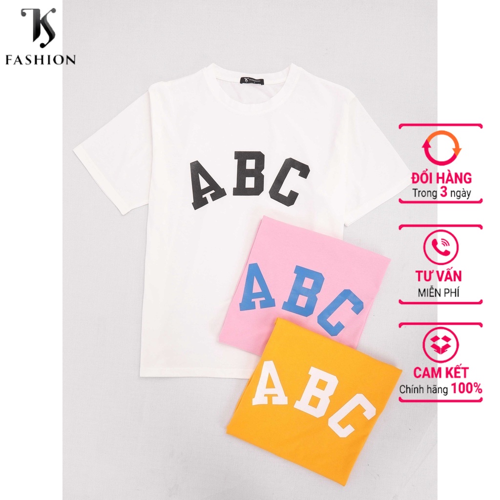 Áo phông in chữ ABC ngắn tay cổ tròn , chất liệu cotton co giãn thiết  kế TK FASHION - ATK198.ABC