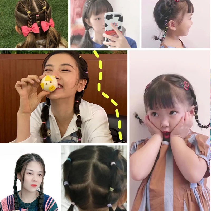 Hộp 700 Dây Chun Buộc Tóc Chấm Bi Mini Dễ Thương Cho Bé Gái