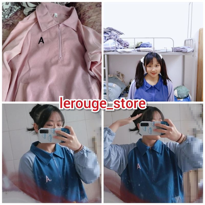 [Hàng order] Áo nỉ da cá mỏng nữ thêu chữ A bo zip cá tính (ảnh thật) | BigBuy360 - bigbuy360.vn