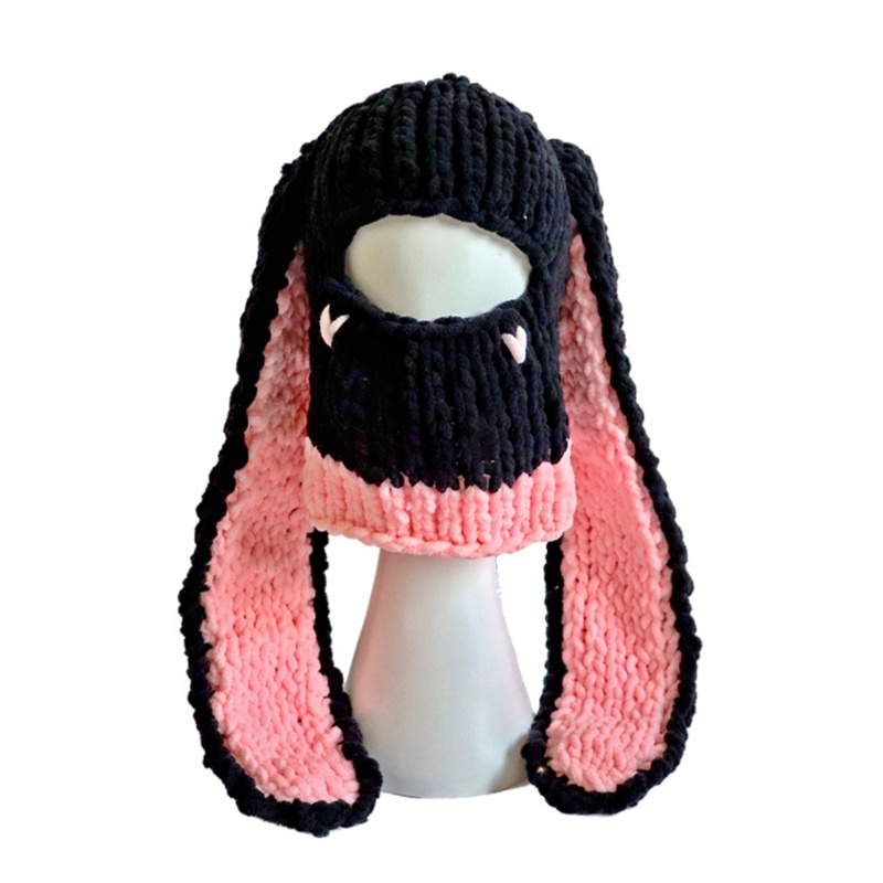 Mũ Dệt Kim Đính Tai Thỏ Hoạt Hình Chống Gió Thời Trang Thu Đông