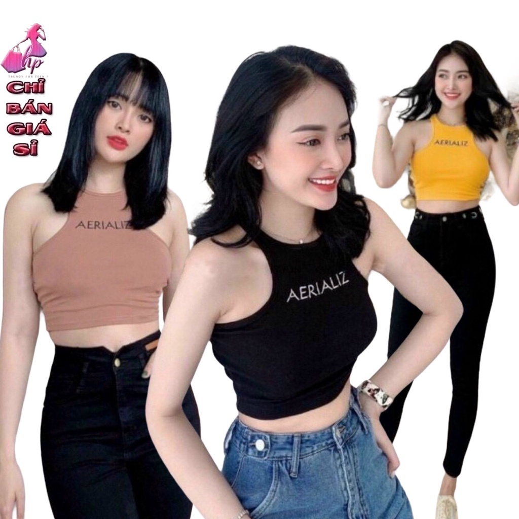 áo croptop nữ ba lỗ sát nách ôm body thun in chữ cực dễ thương mẫu mới thời trang 2021