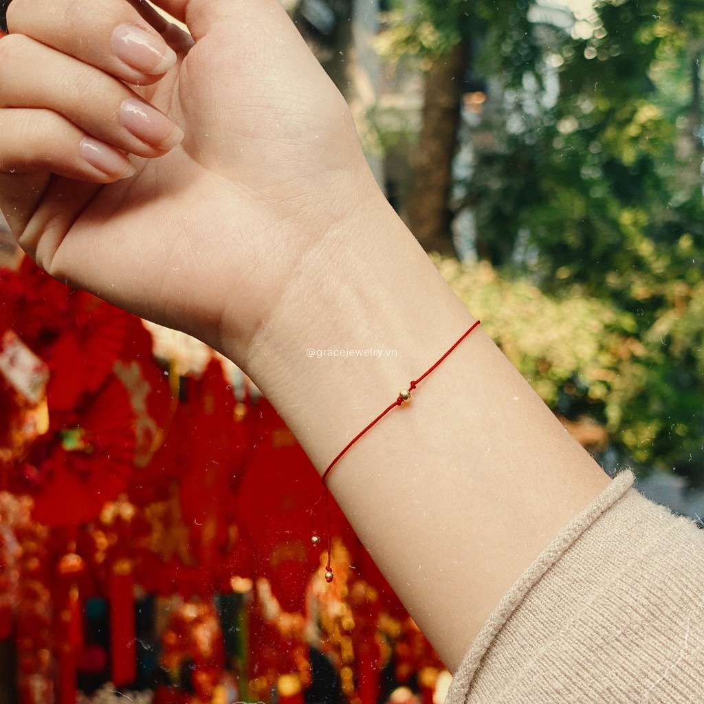 Lắc tay May Mắn Chỉ đỏ Bi Bạc 925 bọc vàng 18k Grace Jewelry - The Hope