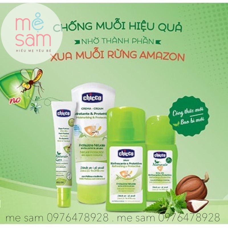 xịt lăn kem chống muỗi chicco 3 tác động 3m+