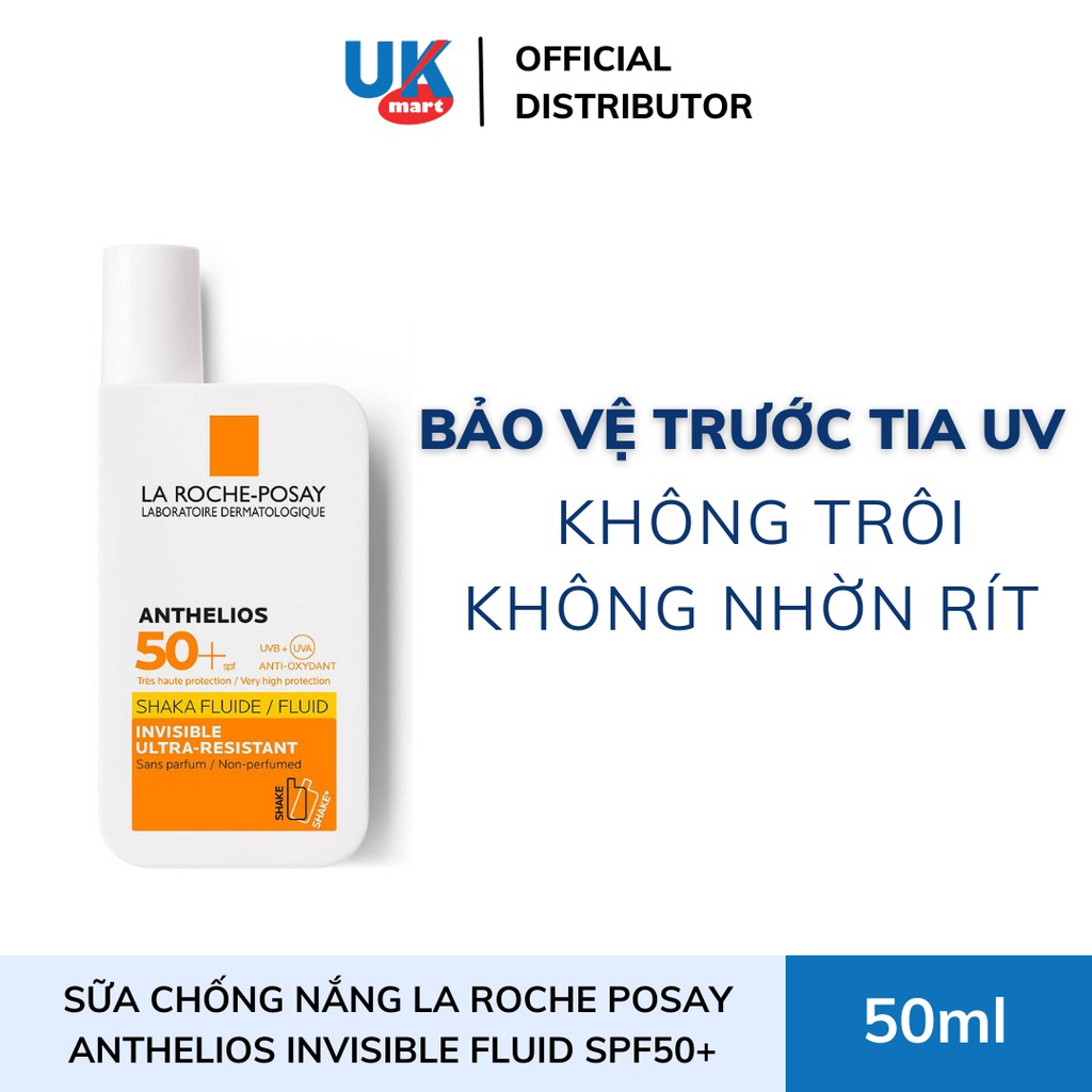 Kem chống nắng dạng sữa lỏng nhẹ không nhờn rít La Roche-Posay Anthelios Invisible Fluid SPF 50+ 50ml