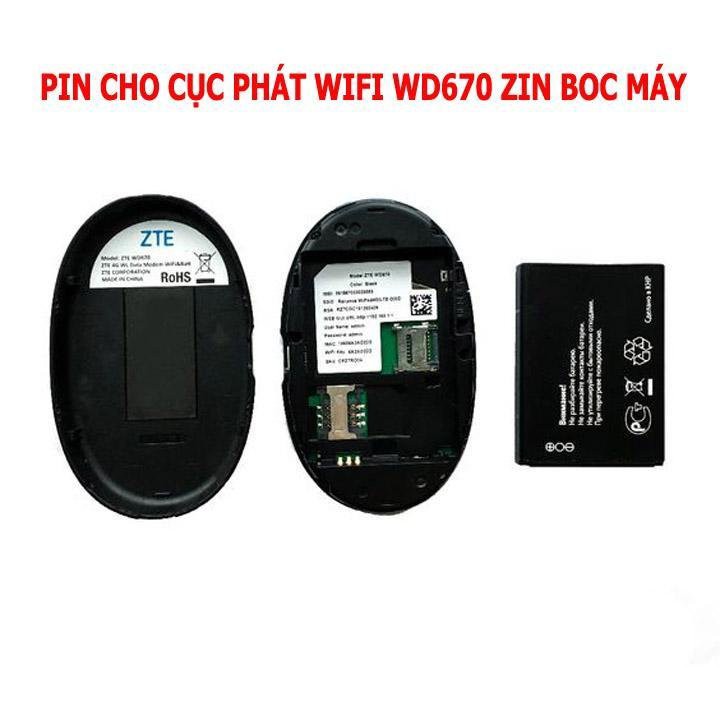 Pin Cục Phát Wifi Di Động Chính Hãng 4G ZTE, WD670 Pin Thay Thế Cho Cục Phát Wifi Di Động 4G ZTE