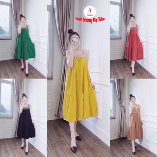 Váy bầu suông 2 dây max xinh mùa hè New 5 màu (hình thật + hàng loại 1) (shop Tatoco)