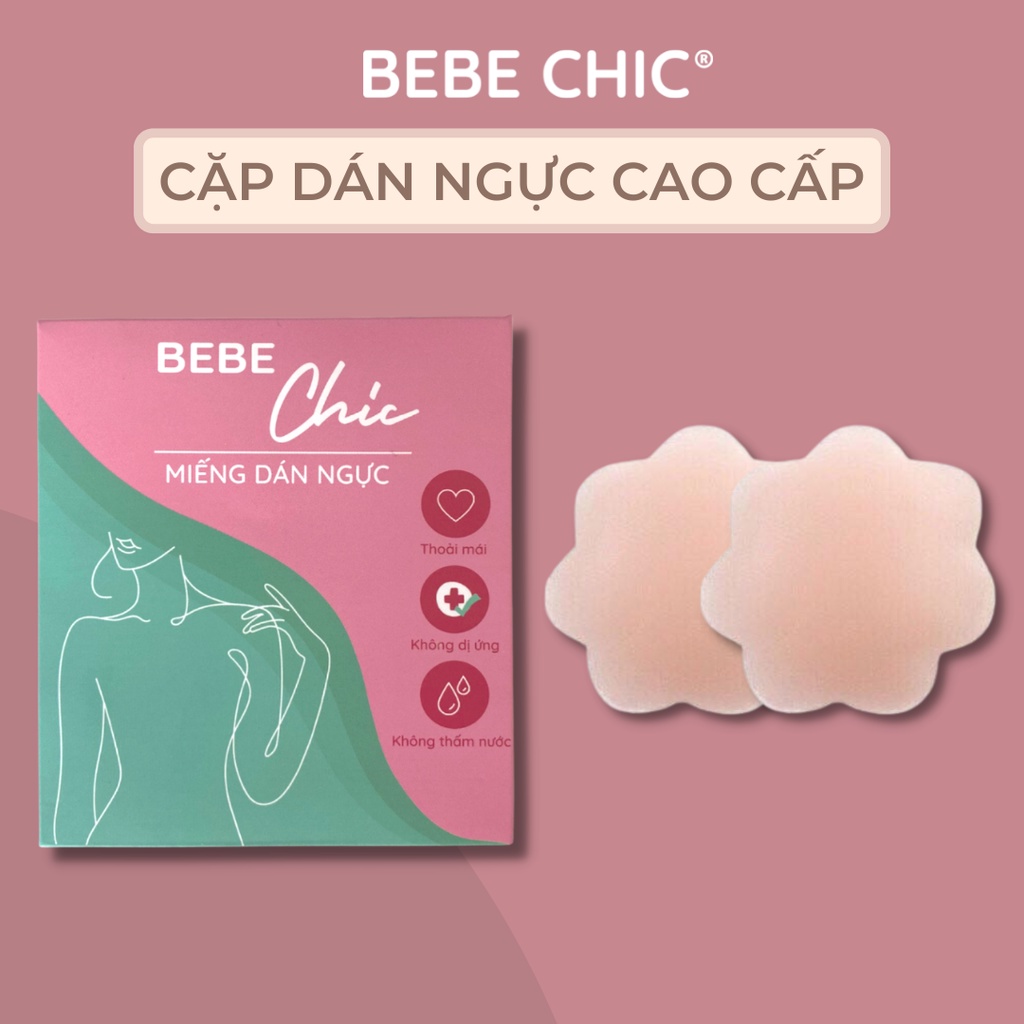 2 Miếng Dán Ngực Silicon BEBECHIC Hình Cánh Hoa Tiện Dụng Dán Siêu Chắc