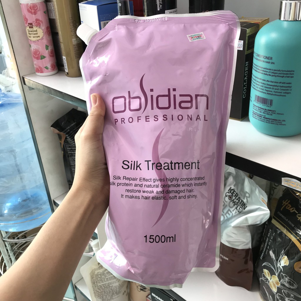 [Obsidian-Korea] Hấp dầu dưỡng tóc siêu mềm mượt Obsidian Silk Treatment 1500ml ( dạng túi)