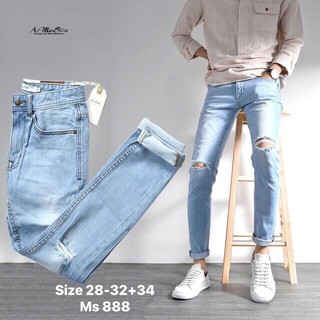 Quần jean nam ️🎯freeship️🎯 quần jean nam xanh rách vá style độc đẳng cấp nh03