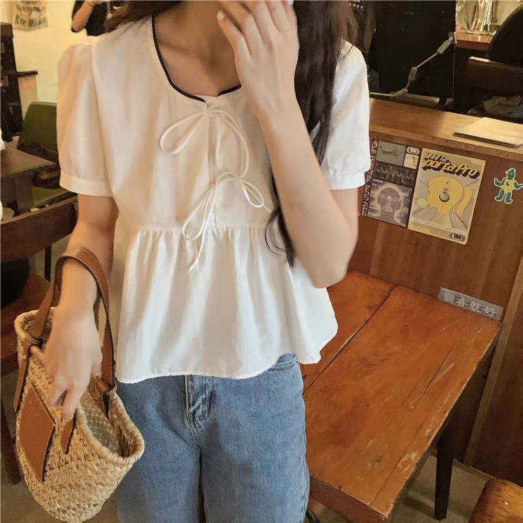 áo sơ mi nữ ngắn tay cổ tròn có video+ ảnh thật | BigBuy360 - bigbuy360.vn