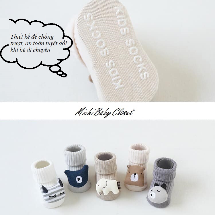 Tất  hình thú cổ cao chống trượt cho bé tất Nemo baby - MICHI Closet