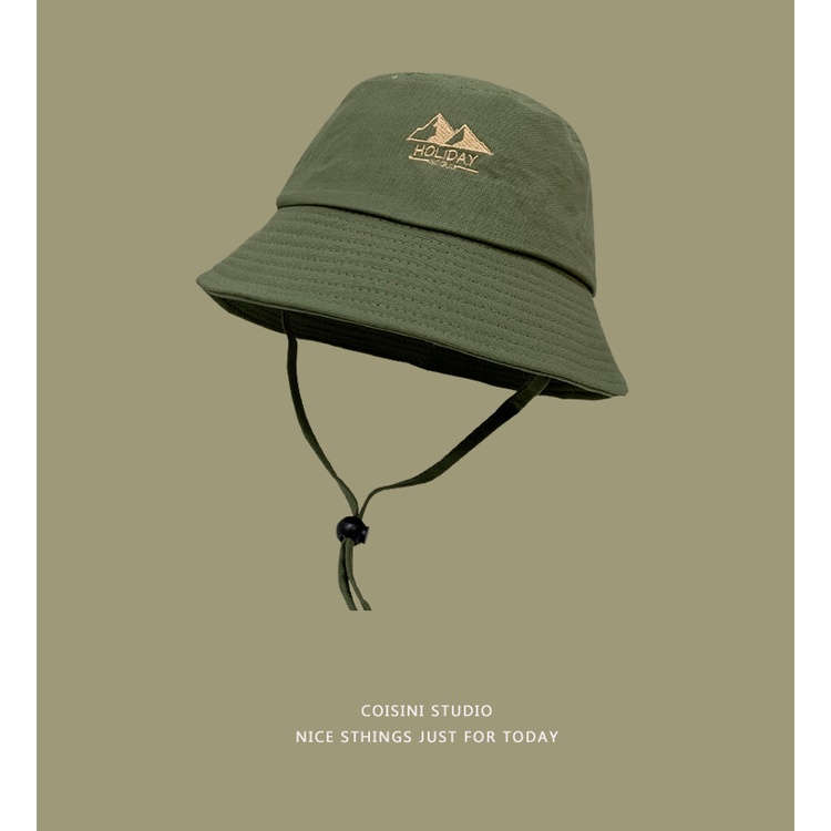 Mũ Bucket in thêu nhiều màu sắc phong cách Hàn Quốc