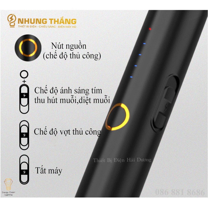 [PIN TRÂU] Vợt Bắt Muỗi XQN-898 Kiêm Đèn Thu Hút Muỗi , Diệt Muỗi Để Bàn , Treo Tường Tiện Lợi - 3 Lớp Lưới - BH 1 Năm