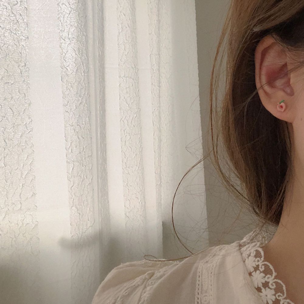 Bộ 3 đôi bông tai hình hoa đào bằng kim loại màu hồng dễ thương dành cho nữ