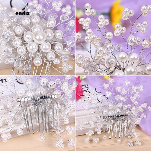 Lược cài tóc cô dâu phối ngọc trai giả lộng lẫy thanh lịch