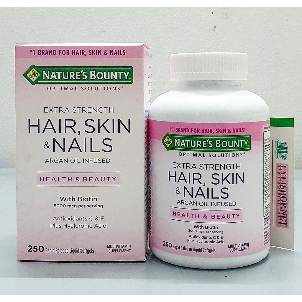Viên Bổ Sung Đẹp Da Tóc Móng Hair Skin Nail hãng Natures Bounty 250 Viên Hàng Nhập Mỹ- giảm rụng tóc