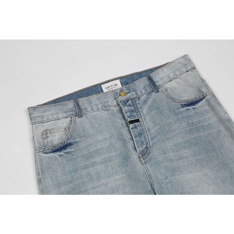Quần jeans Fear Of God distrassed blue denim jeans