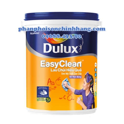 Sơn nước nội thất cao cấp DULUX EASYCLEAN LAU CHÙI HIỆU QUẢ Bề mặt bóng - A991B (5L,18L)