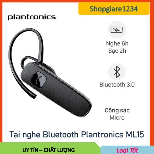 Tai nghe bluetooth Plantronics ML15 - Hỗ trợ kết nối 2 tai nghe cùng lúc (đen) - Chính hãng